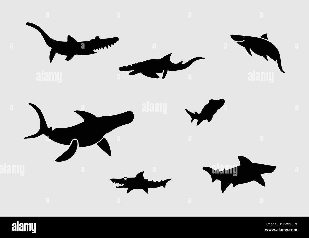 Design minimaliste élégant noir Crocodile Shark icône d'illustration Illustration de Vecteur