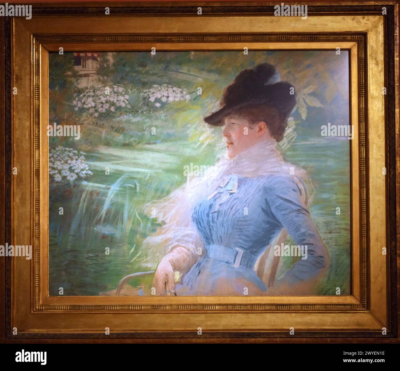 Italie Pouilles Barletta Palazzo Della Marra : MuseumGalerie d'art Giuseppe de Nittis - femme dans le jardin Banque D'Images