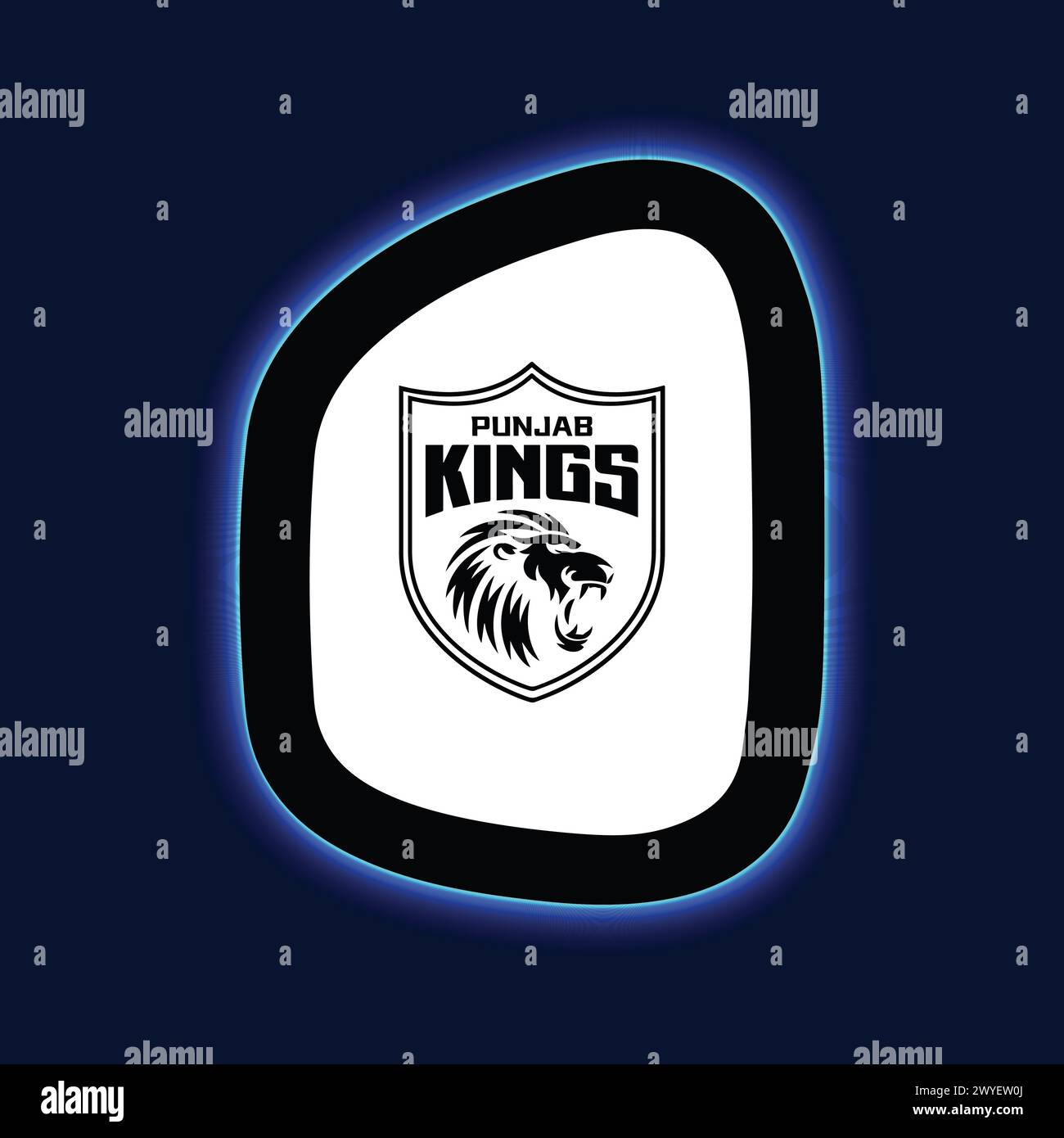 Punjab Kings logo Neon Light Board View fond bleu, illustration vectorielle image modifiable abstraite Illustration de Vecteur