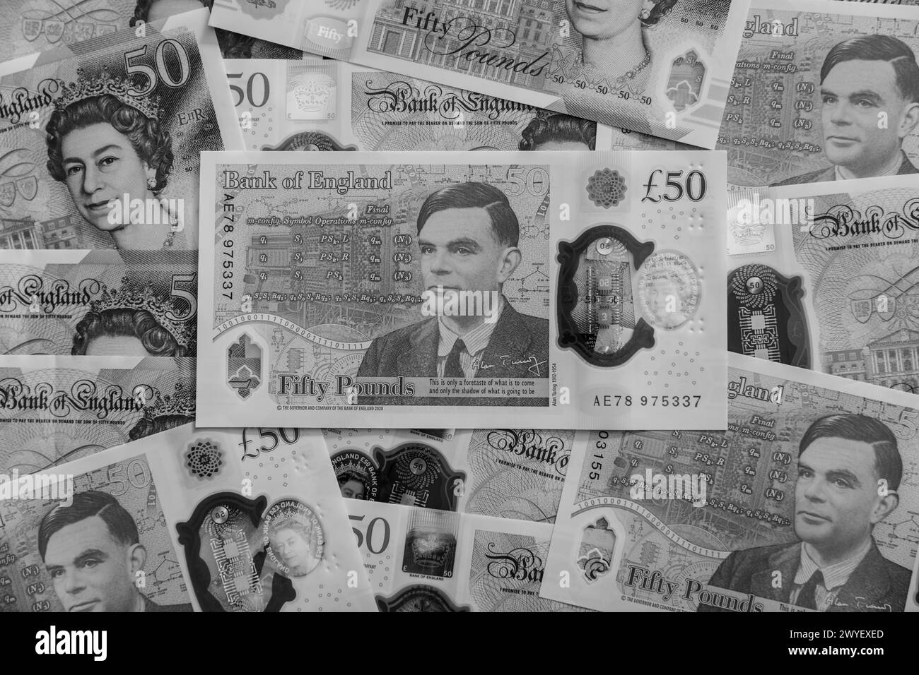 Le nouveau billet de banque en polymère de 50 £ de la Banque d'Angleterre, mettant en vedette Alan Turing, le disjoncteur de code de la seconde Guerre mondiale. Banque D'Images