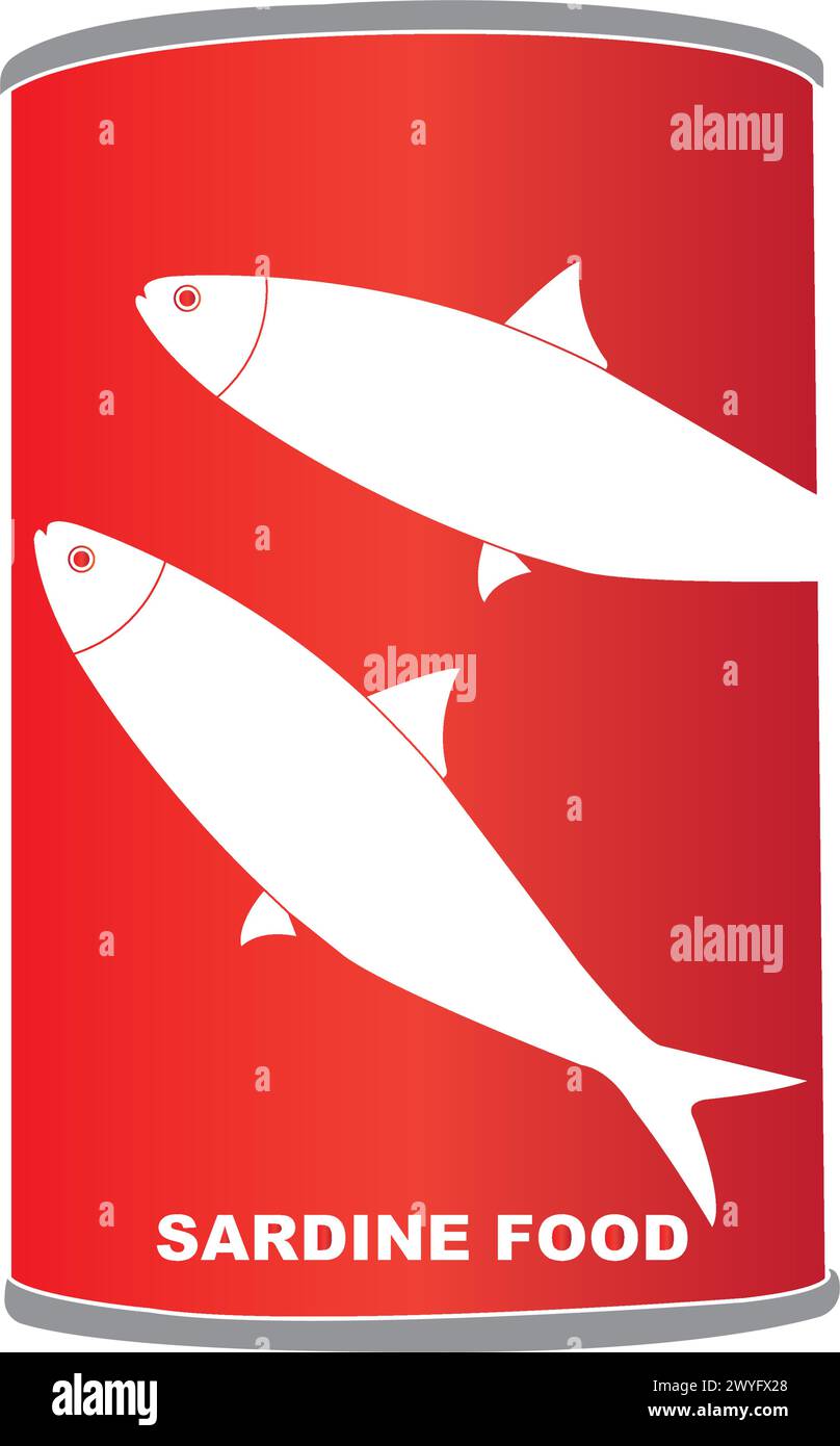 Sardines, conception de symbole d'illustration vectorielle d'icône de poisson en conserve Illustration de Vecteur