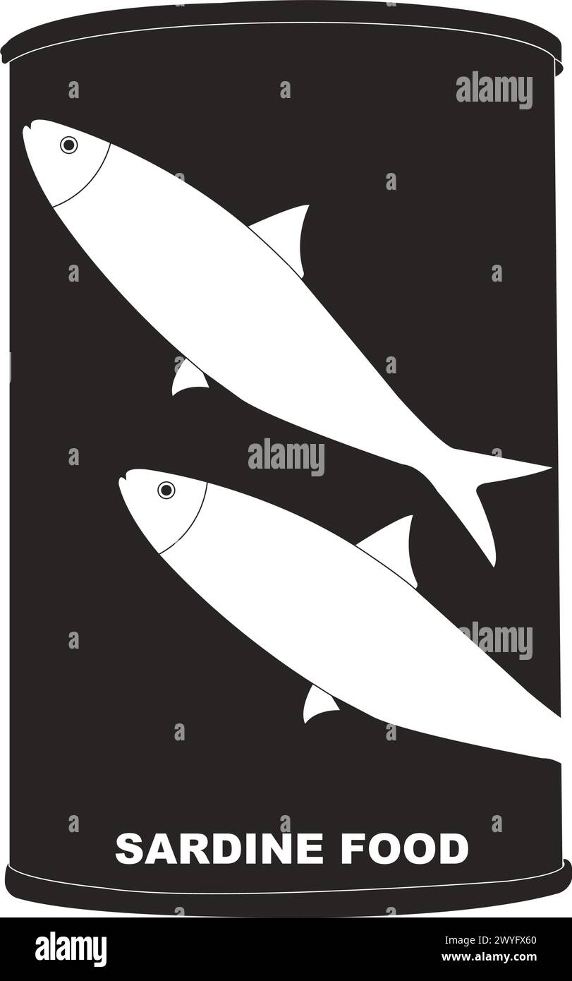 Sardines, conception de symbole d'illustration vectorielle d'icône de poisson en conserve Illustration de Vecteur