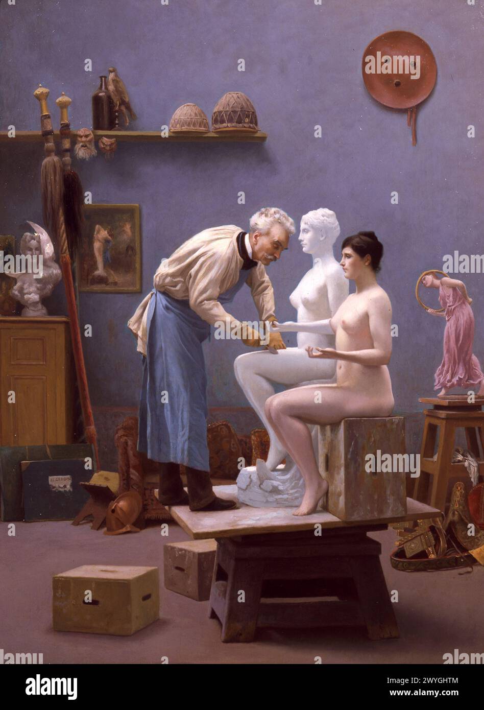 L'artiste et son modèle, 1895, Musée Haggin ; Gérôme se représente sculptant Tanagra Jean-Léon Gérôme Banque D'Images