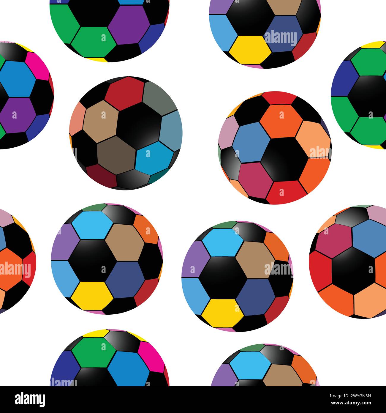 Modèle sans couture avec des ballons de football colorés Illustration de Vecteur