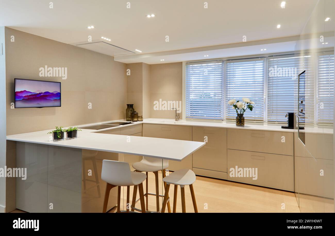 Cuisine, Maison familiale, Villa, Donostia, Saint-Sébastien, Gipuzkoa, pays Basque, Espagne, Europe. Banque D'Images