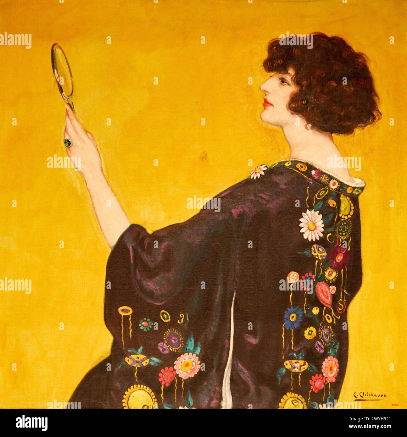 'Femme avec Kimono dans Profill', v. 1913-1925, Eduardo Chicharro, Musée National d'Art Catalan, Museu Nacional d Art de Catalunya, MNAC, Barcelone, Espagne, Europe. Banque D'Images