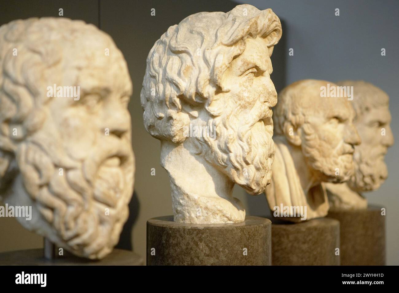 Portrait du philosophe grec Antisthène, en primer plano Socrate, le monde hellénistique, British Museum, Londres. Angleterre. ROYAUME-UNI. Banque D'Images