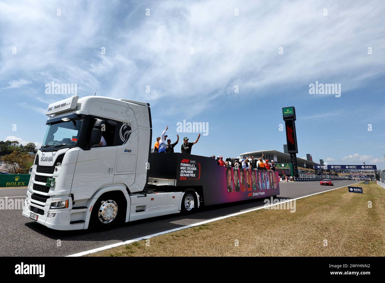 Suzuka, Japon. 07 avril 2024. Défilé des conducteurs. Championnat du monde de formule 1, Rd 4, Grand Prix du Japon, dimanche 7 avril 2024. Suzuka, Japon. Crédit : James Moy/Alamy Live News Banque D'Images