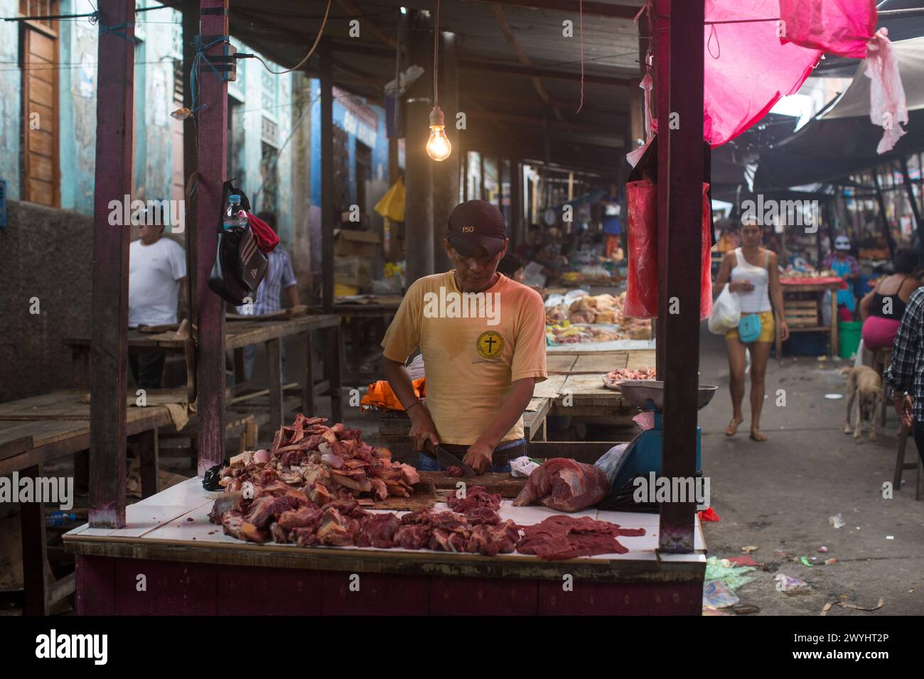 Scènes du marché de Belen dans la jungle amazonienne ville d'Iquitos où le Rio Itaya rencontre le Rio Amazonas Banque D'Images