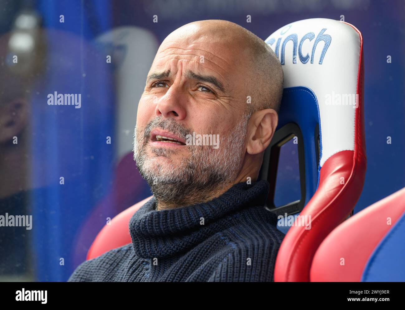 Londres, Royaume-Uni. 06th Apr, 2024 - Crystal Palace v Manchester City - premier League - Selhurst Park. Directeur municipal de Manchester, Pep Guardiola. Crédit photo : Mark pain / Alamy Live News Banque D'Images