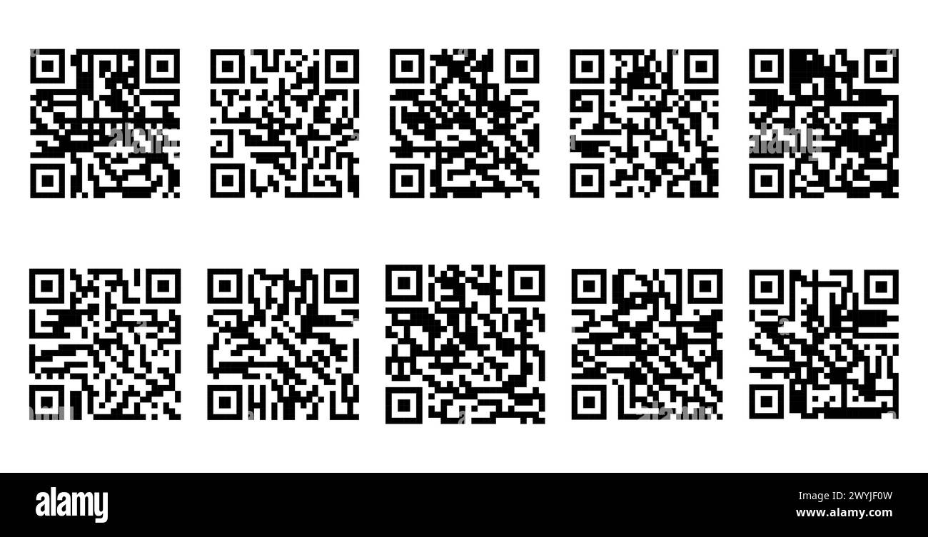 Icône carrée de vecteur de code qr noir sur fond blanc. Illustration de Vecteur