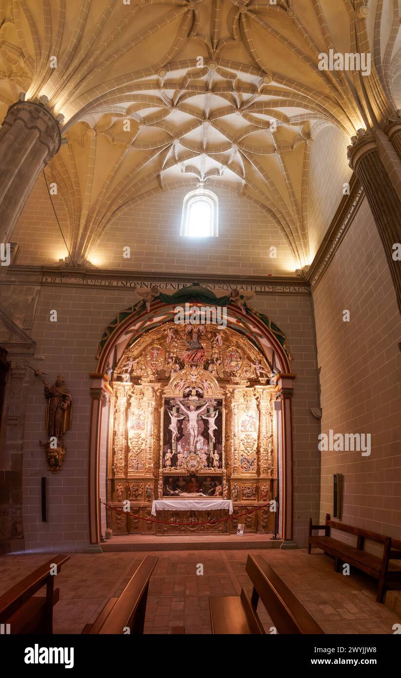 BOLEA HUESCA ARAGON ESPAGNE. Collégiale gothique. Église la collégiale de Santa Mara la Mayor dans la ville de Bolea, province d'Aragon, Spa Banque D'Images