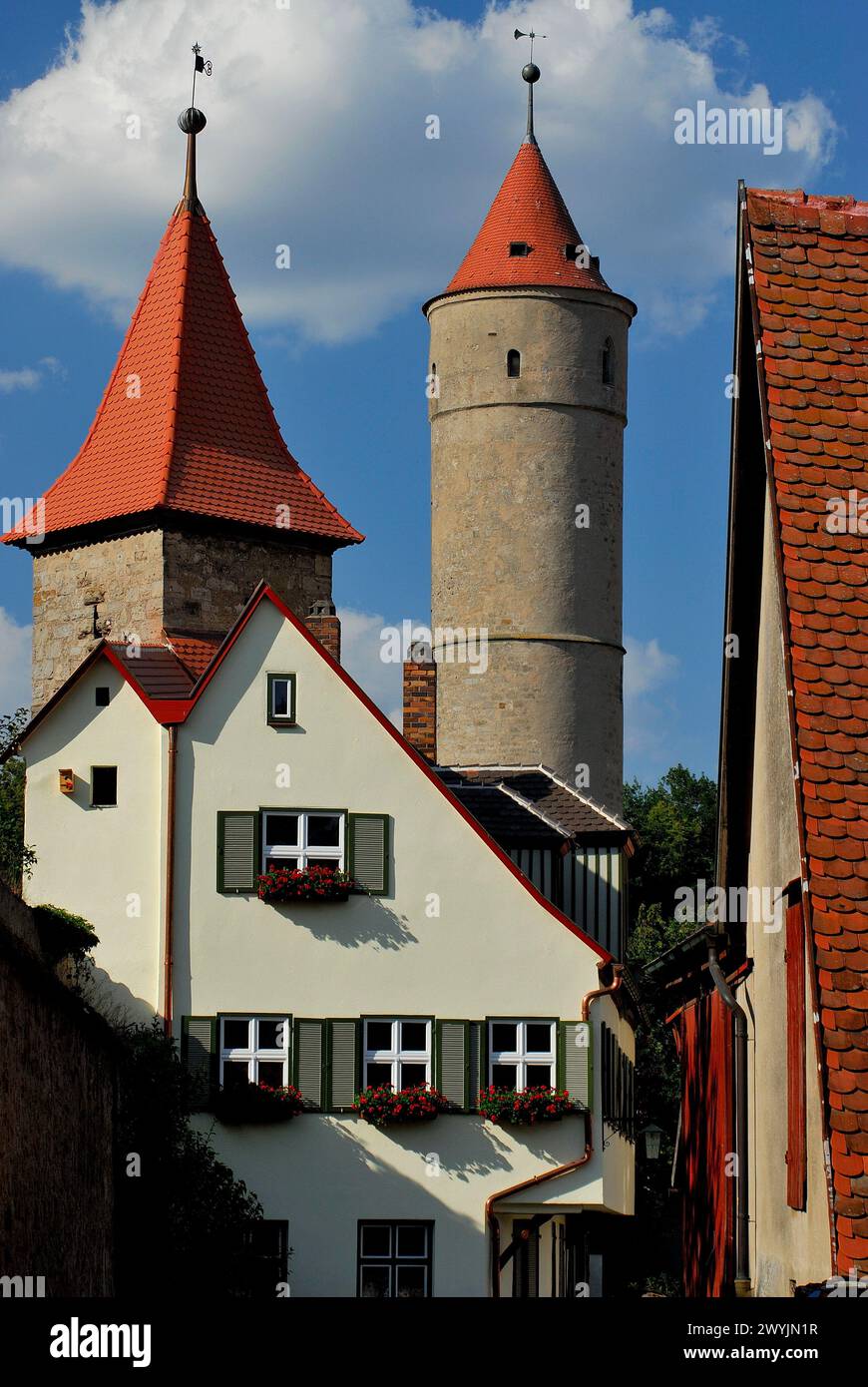 Ville romantique de Dinkelsbuhl, Bavière, Allemagne Banque D'Images