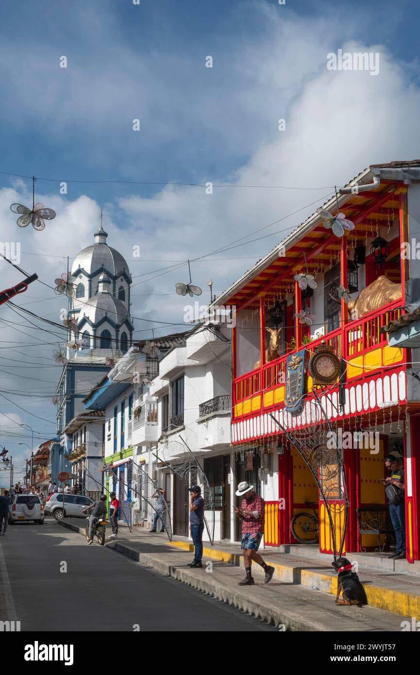 Colombie, quartier Quindio, Filandia, rue principale Banque D'Images