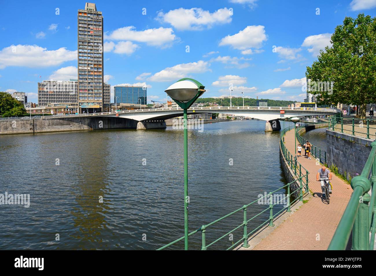 Belgique, Wallonie, Liège, Meuse et pont Kennedy depuis Alber 1ème pont Banque D'Images