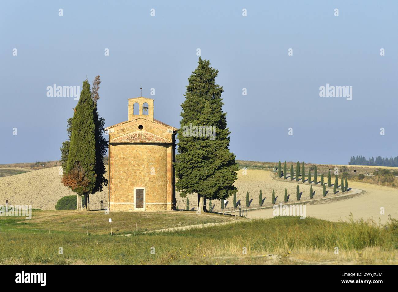Italie, Toscane, Val d'Orcia, classée au patrimoine mondial de l'UNESCO, Pienza, San Quirico d'Orcia, chapelle Madonna di Vitalita Banque D'Images