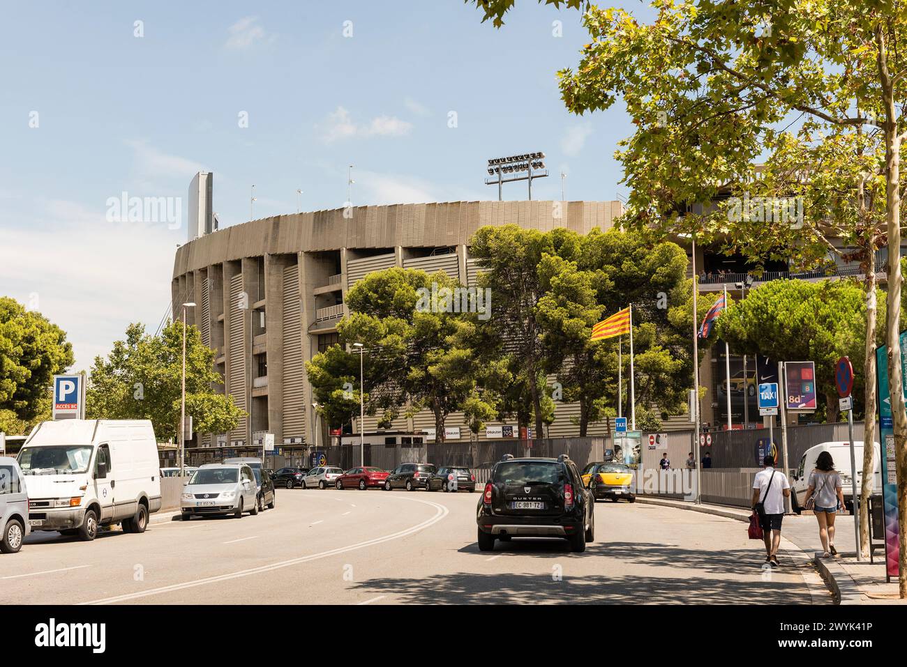 BARCELONE - 11 AOÛT : vue extérieure du stade Camp Nou, domicile du FC Barcelone, Catalogne, Espagne, le 11 août 2017. Avec une capacité de 9 places assises Banque D'Images