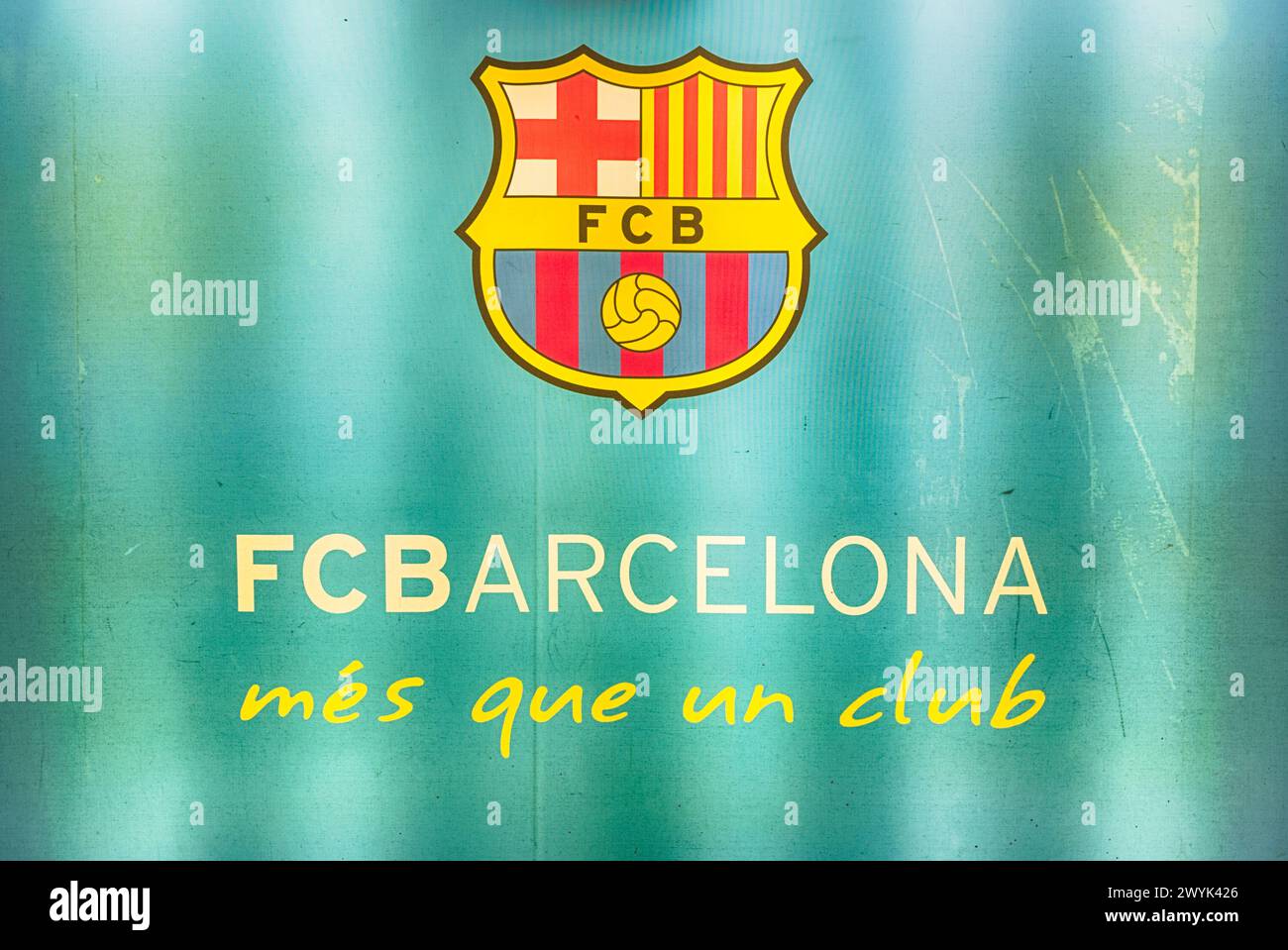 BARCELONE - 11 AOÛT : la devise de Barcelone, "mes que un club", signifiant "plus qu'un club", stade Camp Nou à Barcelone, Catalogne, Espagne, le 11 août Banque D'Images