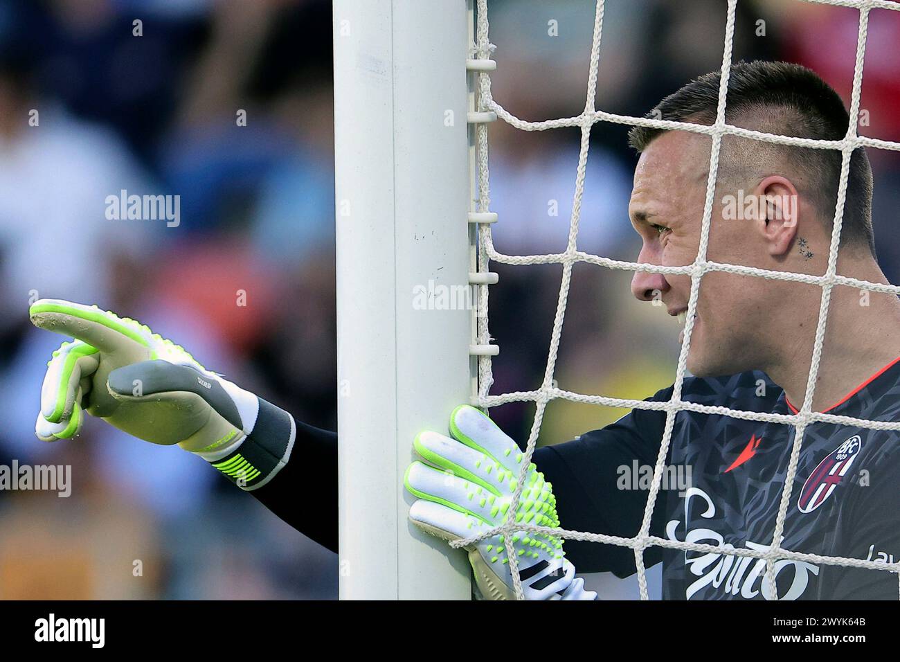 Frosinone, Italie. 07 avril 2024. Lukasz Skorupski du Bologna FC lors du match de Serie A entre Frosinone Calcio et Bologna FC au stade Benito Stirpe à Frosinone (Italie), le 7 avril 2024. Crédit : Insidefoto di andrea staccioli/Alamy Live News Banque D'Images