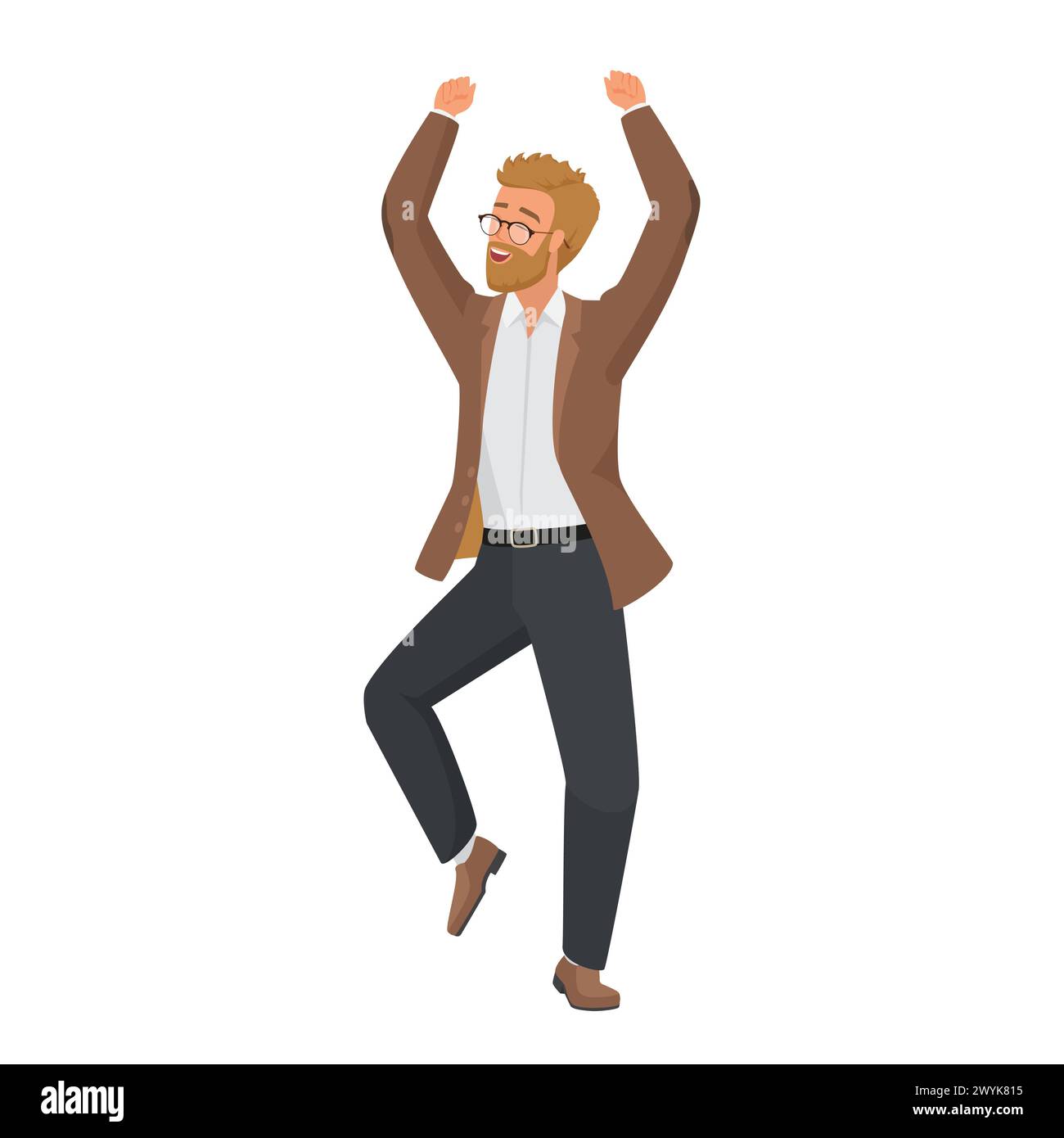 Homme heureux sautant amusant pour célébrer la victoire, les affaires ou l'illustration vectorielle de réalisation académique Illustration de Vecteur