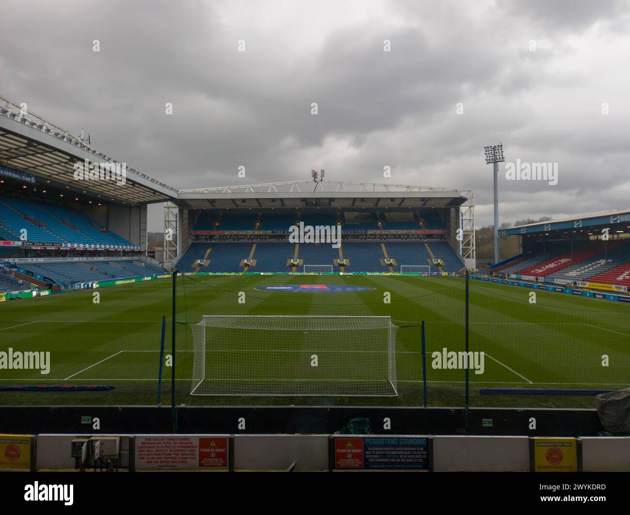 Le terrain d'Ewood Park, domicile du club de football Blackburn Rovers dans le Lancashire, au Royaume-Uni Banque D'Images