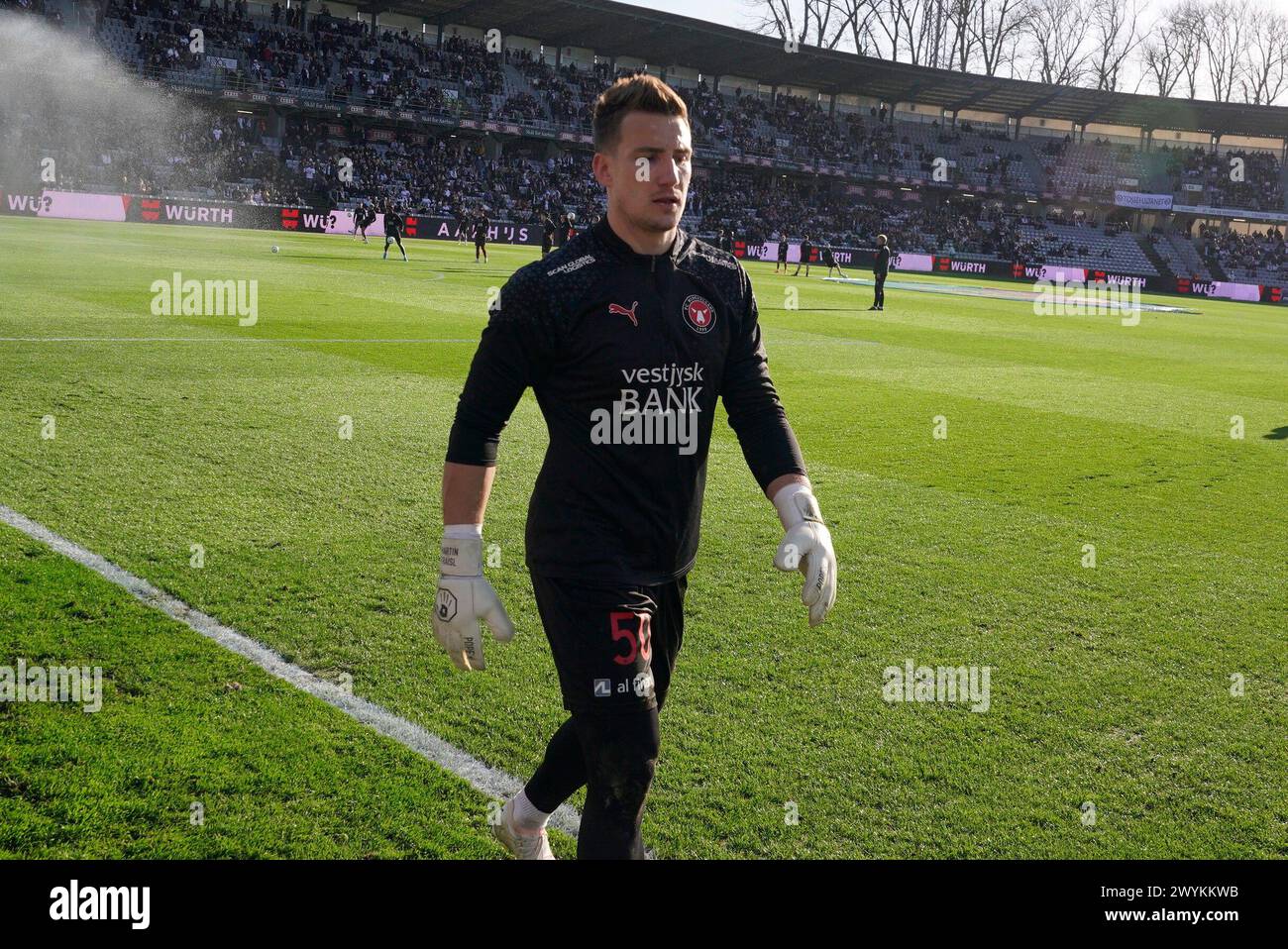 Match de Superliga entre AGF et FC Midtjylland au Ceres Park à Aarhus le dimanche 7 avril 2024. (Photo : Henning Bagger/Scanpix 2024) Banque D'Images