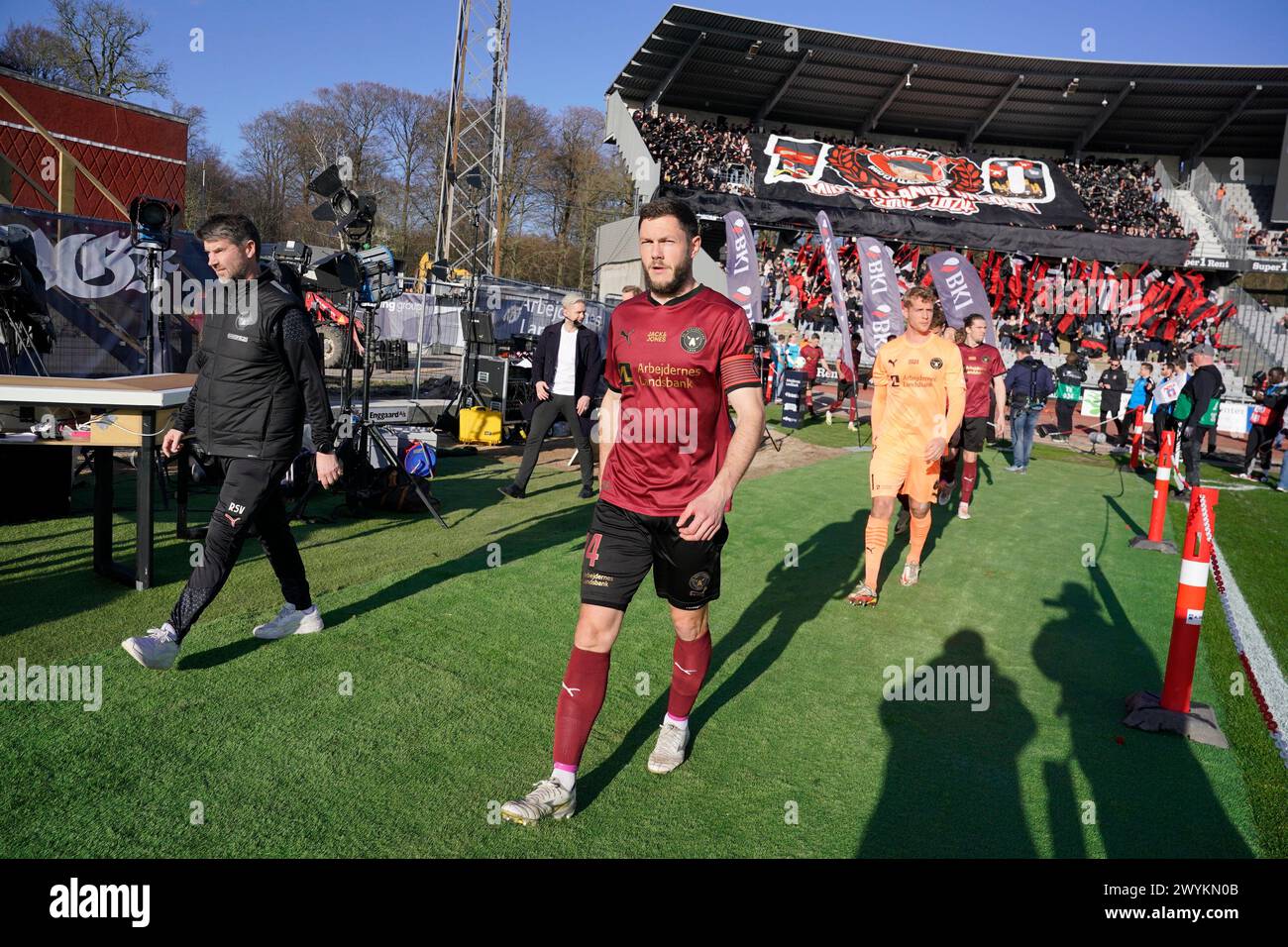 Match de Superliga entre AGF et FC Midtjylland au Ceres Park à Aarhus, dimanche 7 avril 2024. (Photo : Henning Bagger/Scanpix 2024) Banque D'Images