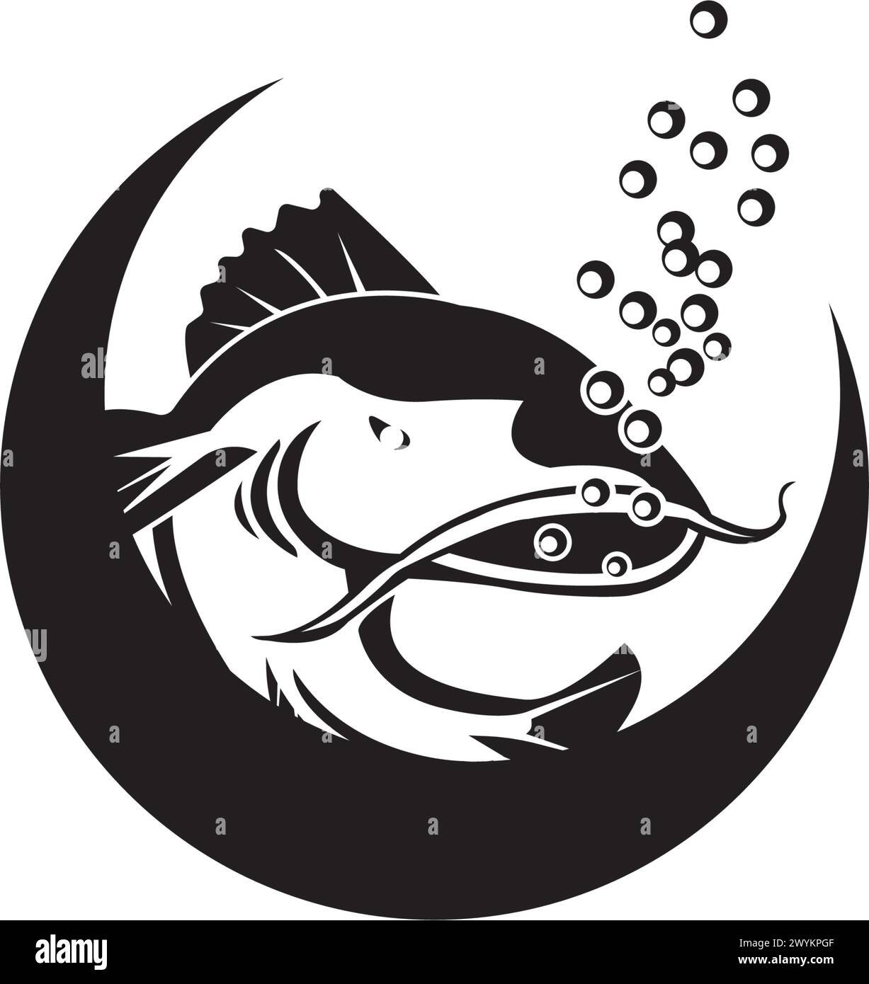 Conception d'illustration d'icône vectorielle de modèle de logo Catfish Illustration de Vecteur