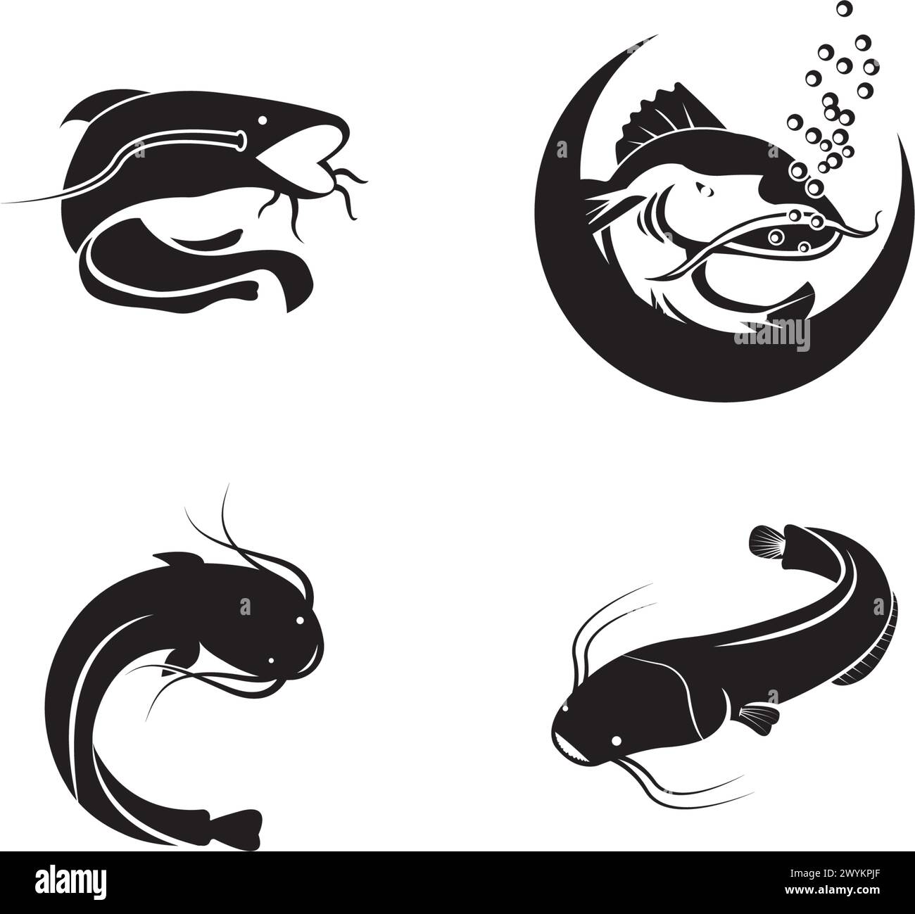 Conception d'illustration d'icône vectorielle de modèle de logo Catfish Illustration de Vecteur