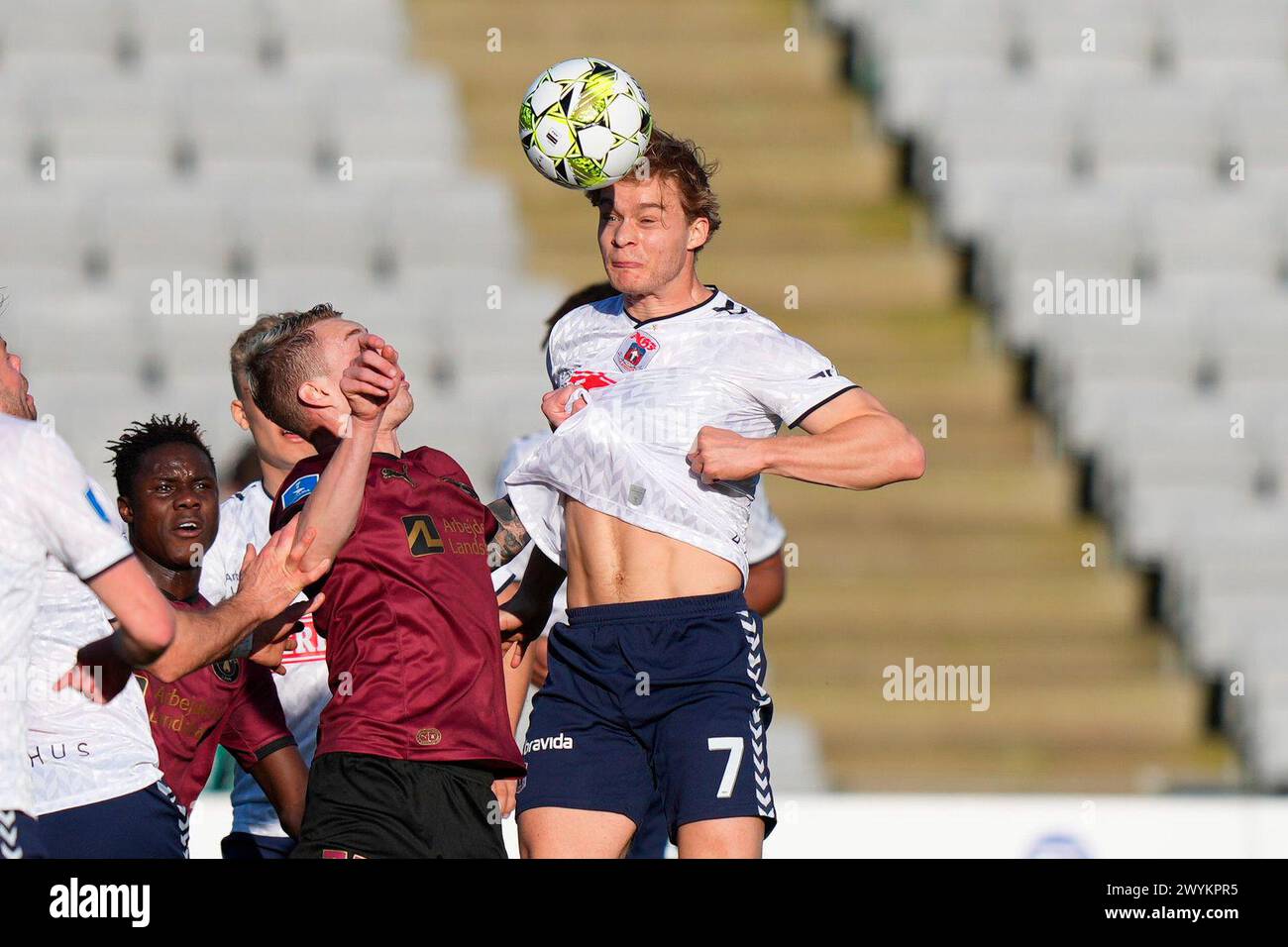 Match de Superliga entre AGF et FC Midtjylland au Ceres Park à Aarhus le dimanche 7 avril 2024. (Photo : Henning Bagger/Scanpix 2024) Banque D'Images