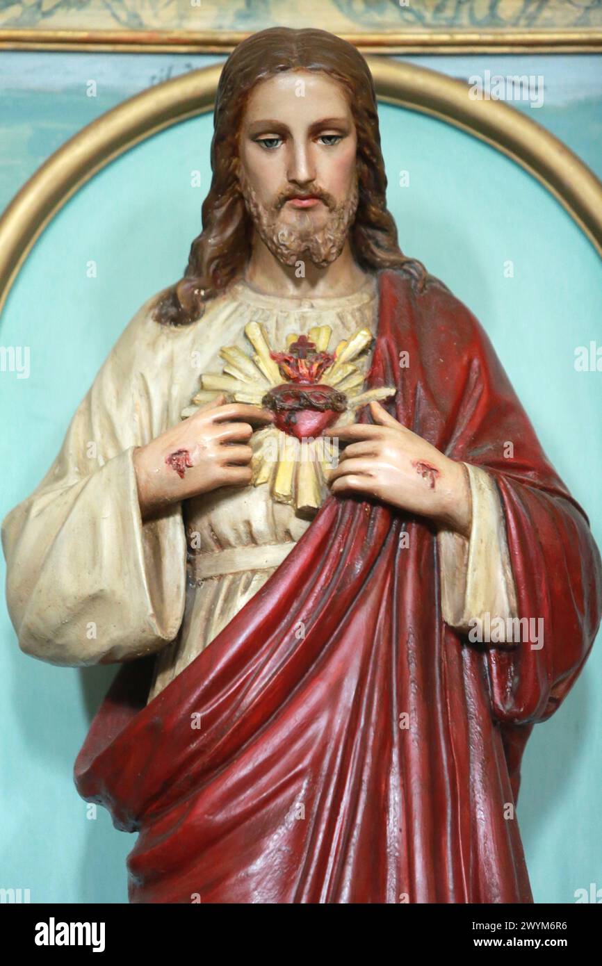 Coeur-Sacré. Jésus-Christ. Eglise Saint-Pantaléon-et-Saint-Valentin. Courmayeur. Vallée d'Aoste. Italie. Europe. Banque D'Images