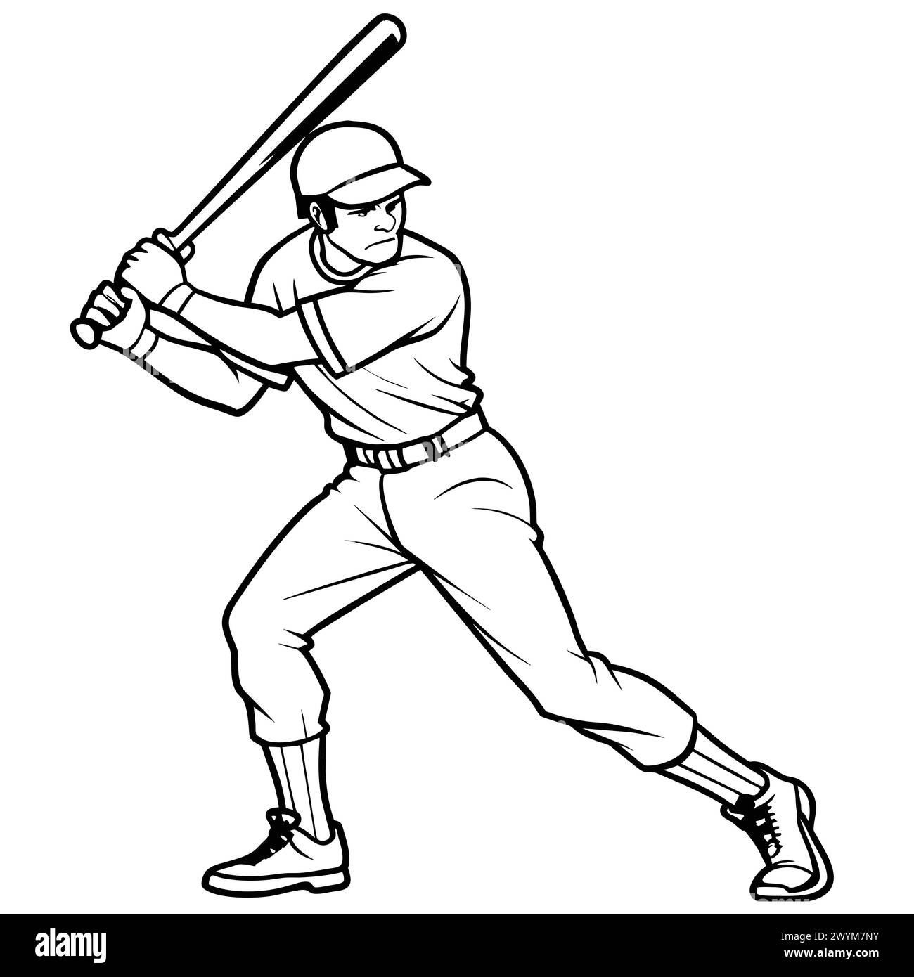 aperçu d'un joueur de baseball balançant une batte, illustration vectorielle Illustration de Vecteur