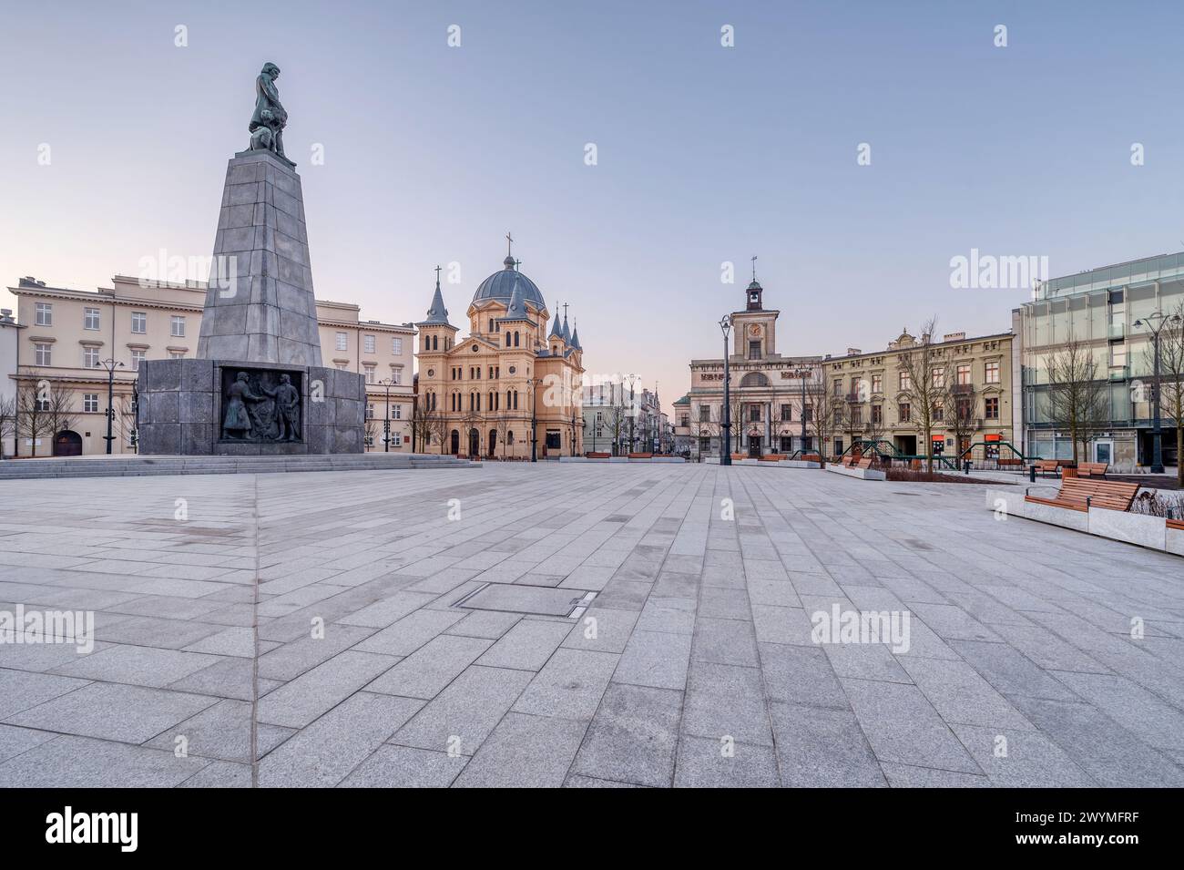 La ville de Lodz - vue sur la place de la liberté. Pologne. Banque D'Images