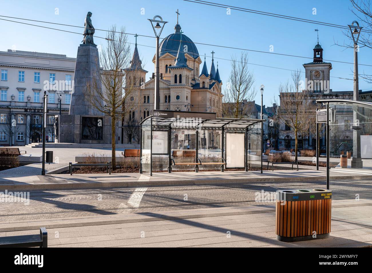 La ville de Lodz - vue sur la place de la liberté. Pologne. Banque D'Images