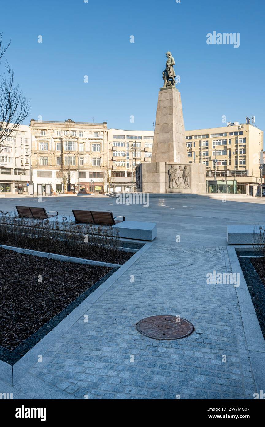 La ville de Lodz - vue sur la place de la liberté. Pologne. Banque D'Images
