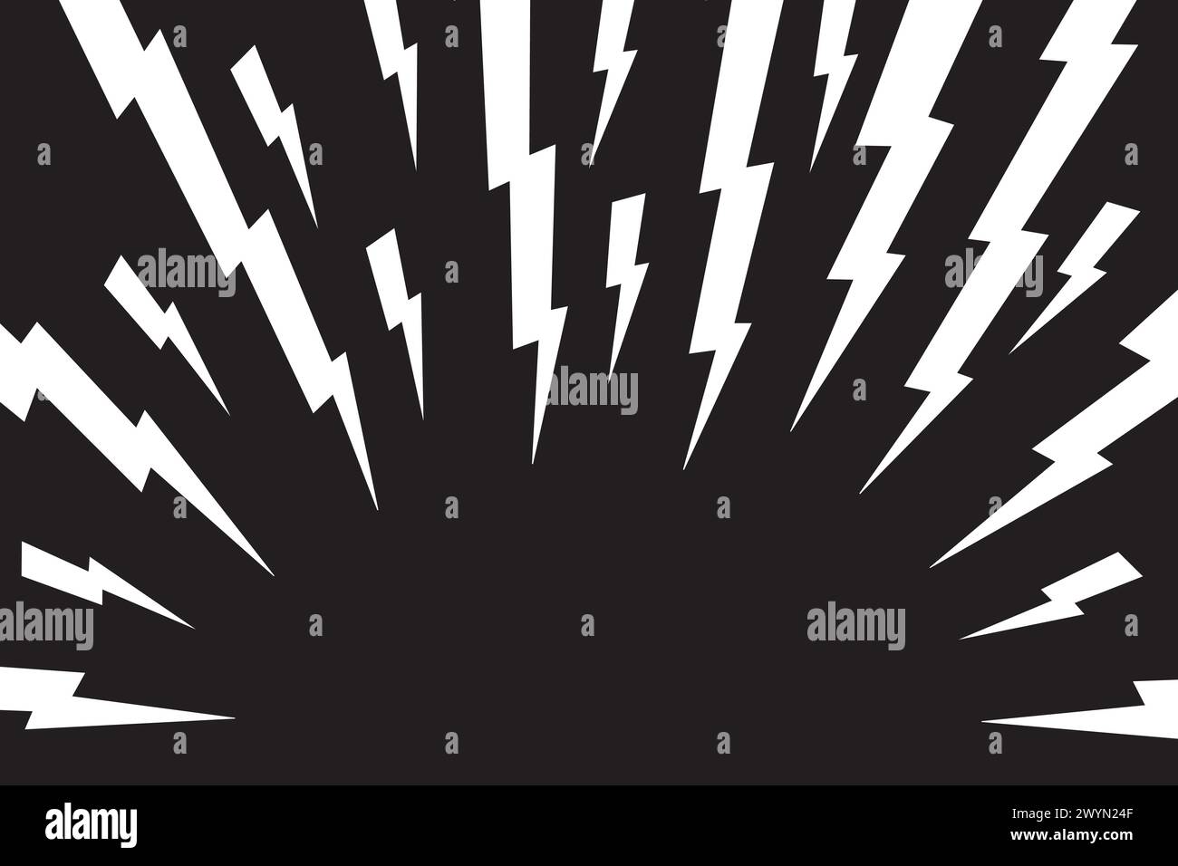Fond de boulon de tonnerre. Alimentation électrique, flash, papier peint à rayures dentelées. Super-héros, boom, vitesse ou effet de dessin animé anime surprise. Noir et Illustration de Vecteur