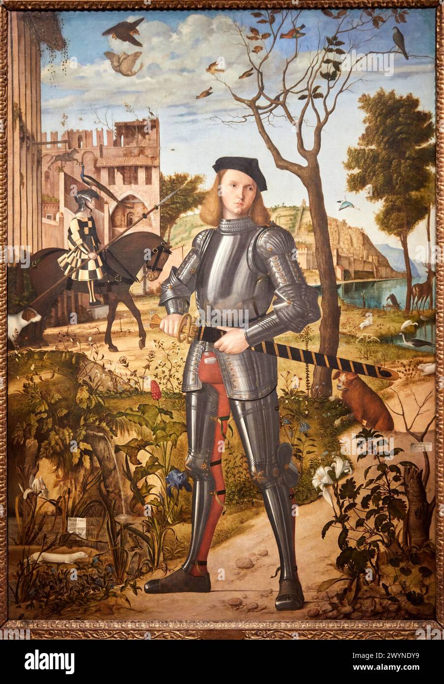 'Jeune Chevalier dans un paysage', 1505, Vittore Carpaccio, Musée Thyssen Bornemisza, Madrid, Espagne , Europe. Banque D'Images