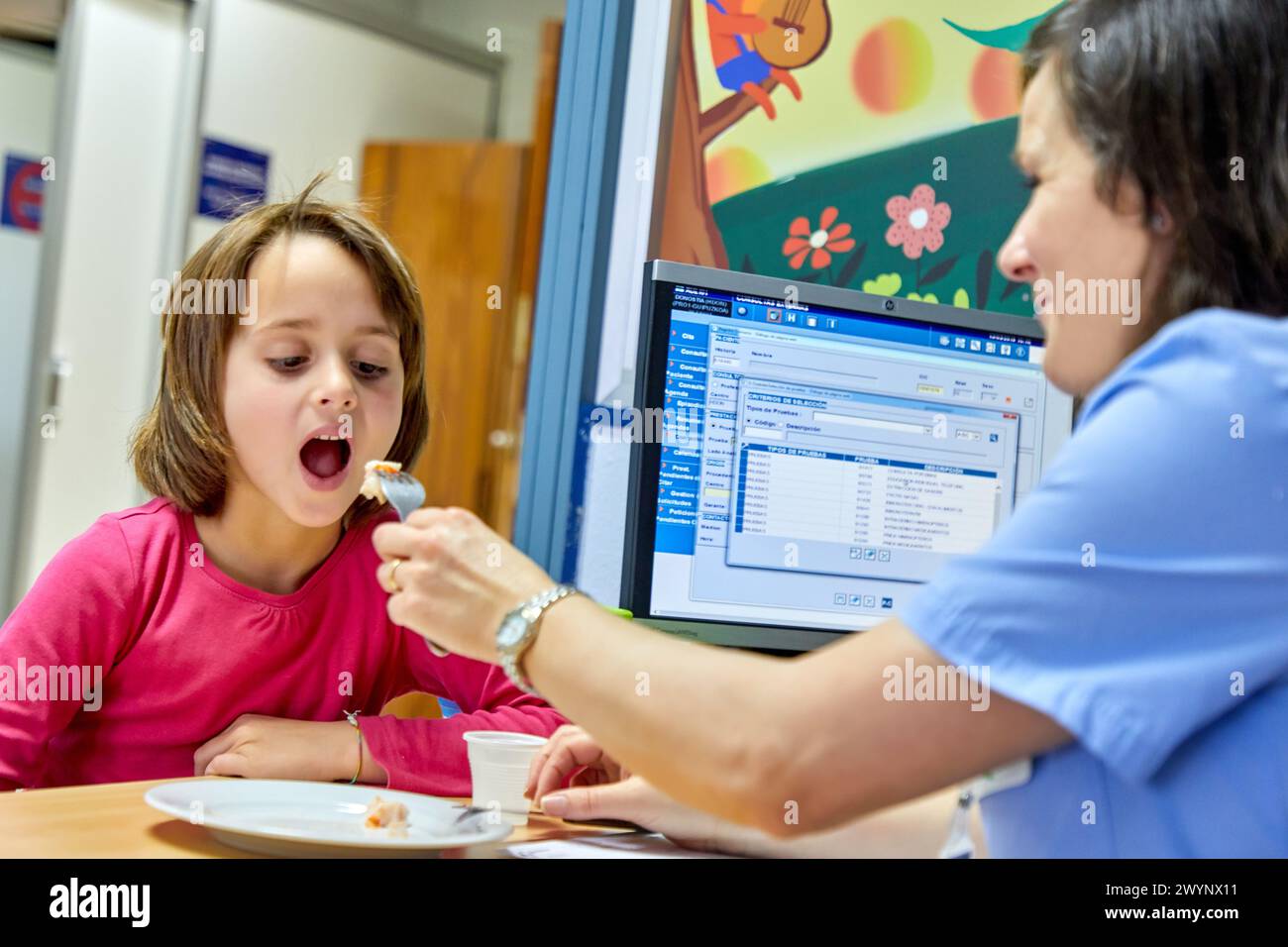 L'allergie alimentaire test, allergologie, pédiatrie, soins médicaux, l'hôpital Donostia, San Sebastian, Gipuzkoa, Pays Basque, Espagne. Banque D'Images