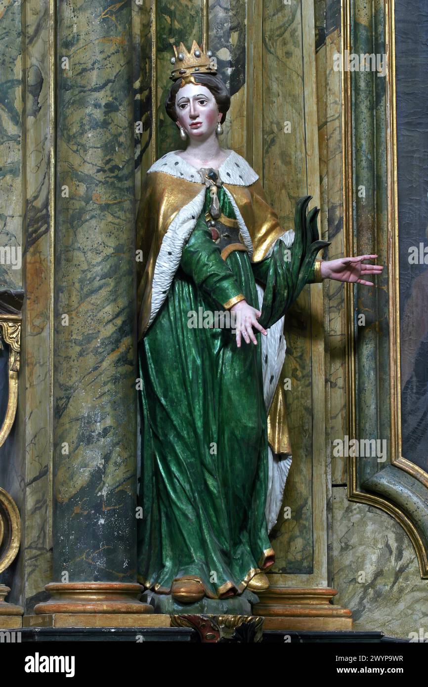 Statue de Saint Joanna sur l'autel de l'église de Saint Léonard de Noblac Kotari en Croatie, Banque D'Images