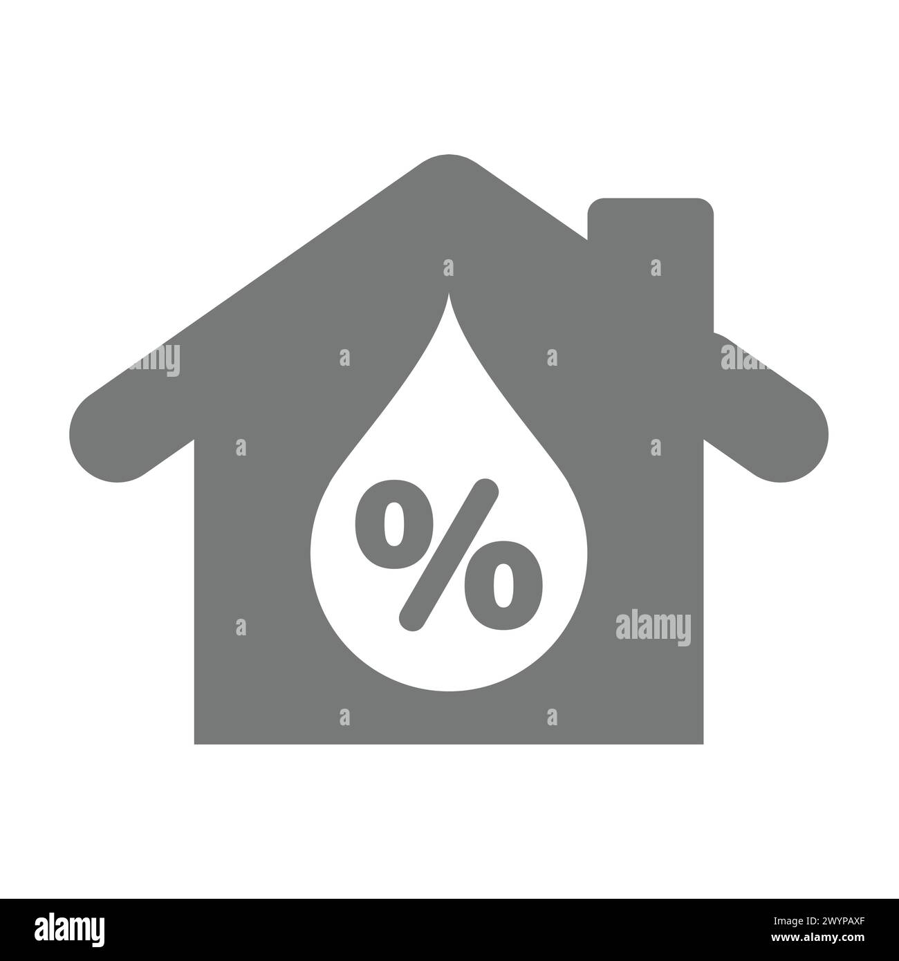 Icône de vecteur de pourcentage d'humidité et de maison. Symbole de climatisation domestique. Illustration de Vecteur