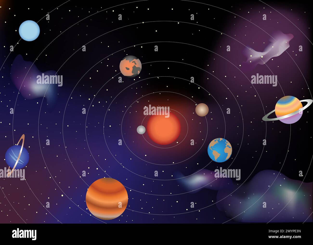 Les planètes du système solaire et du Soleil Illustration de Vecteur