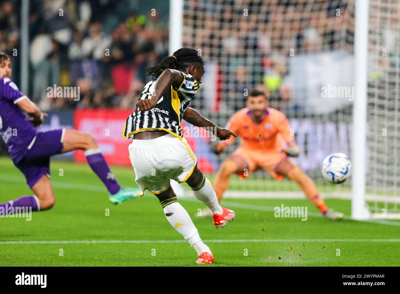 Moise Kean du Juventus FC lors du match entre la Juventus FC et l'AC Fiorentina le 07 avril 2024 au stade Allianz de Turin, Italie. Banque D'Images