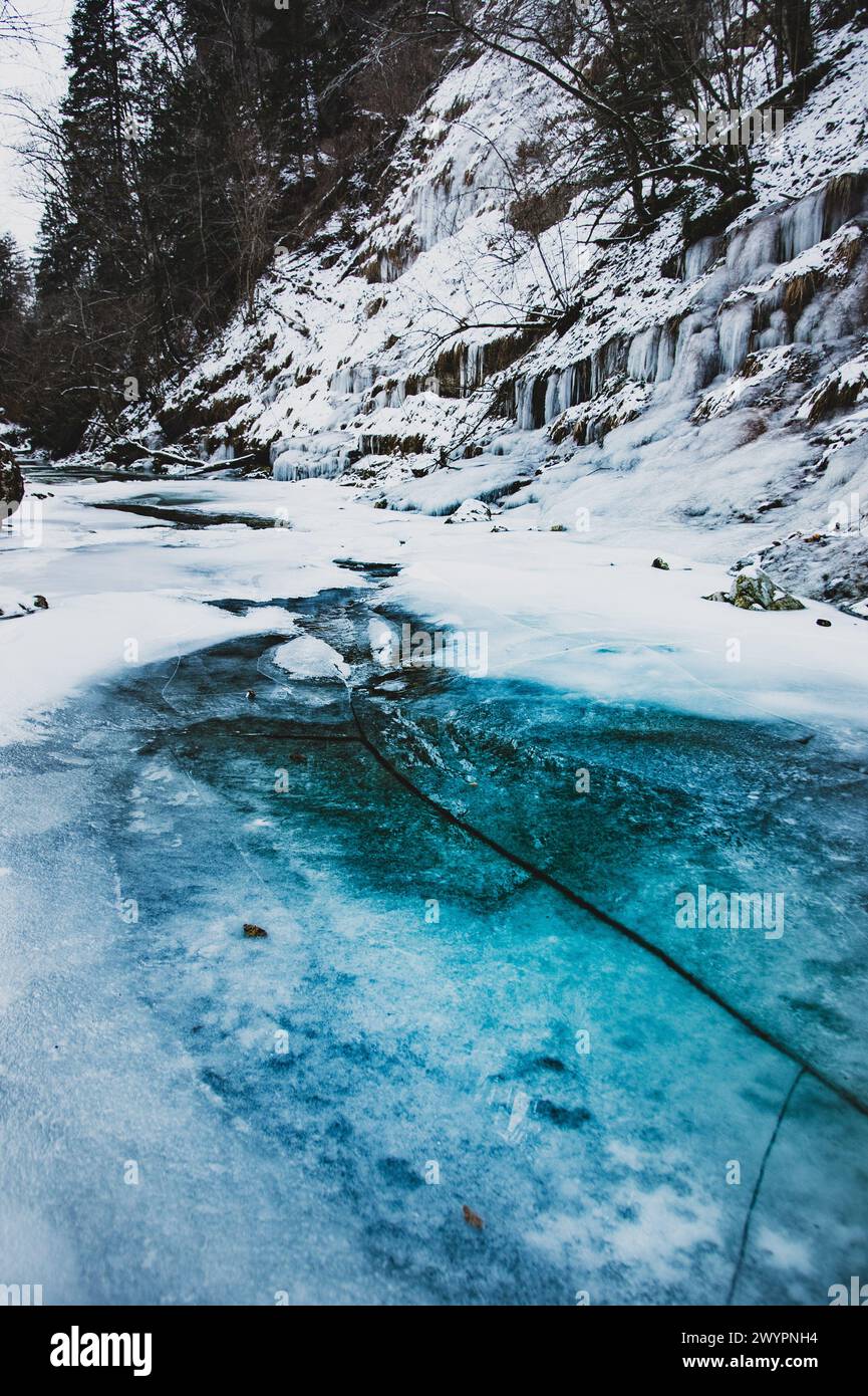 Entlang des Urzeit- und GEO-Schauweg durch die Glasenbachklamm, welche dem Verlauf des Klausbach folgt und seinen Ursprung im Egelseemoor findet. Fotografiert AM 15.02.2021. // le long de la préhistoire et GEO Schauweg à travers le Glasenbachklamm, qui suit le cours du Klausbach et trouve ses origines dans l'Egelseemoor. Photographié le 15 février 2021. - 20210215 PD13085 crédit : APA-PictureDesk/Alamy Live News Banque D'Images