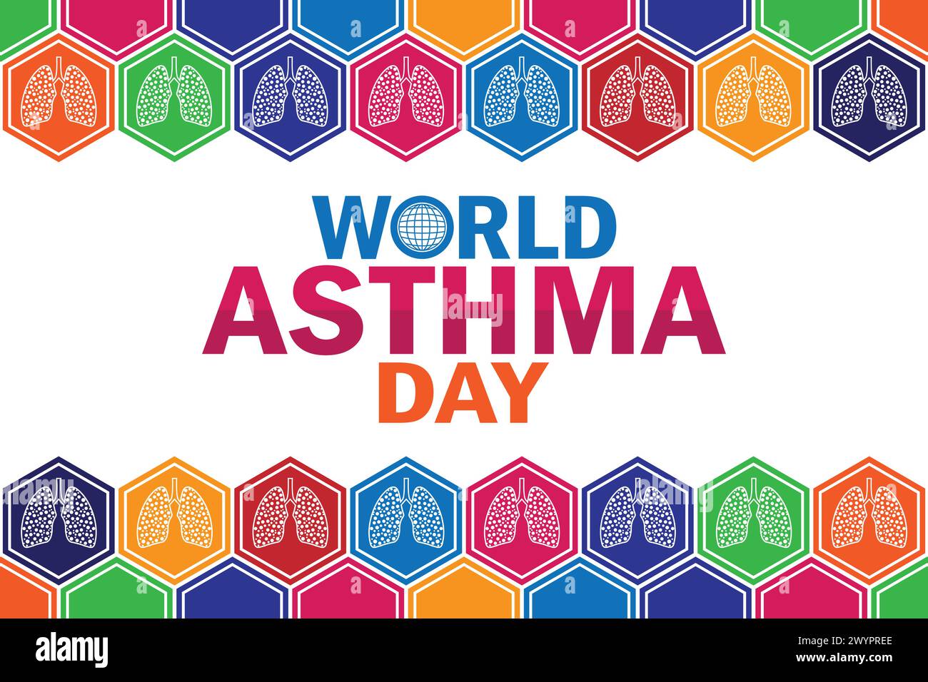 Fond d'écran de la Journée mondiale de l'asthme avec des formes et typographie. Journée mondiale de l'asthme, contexte Illustration de Vecteur