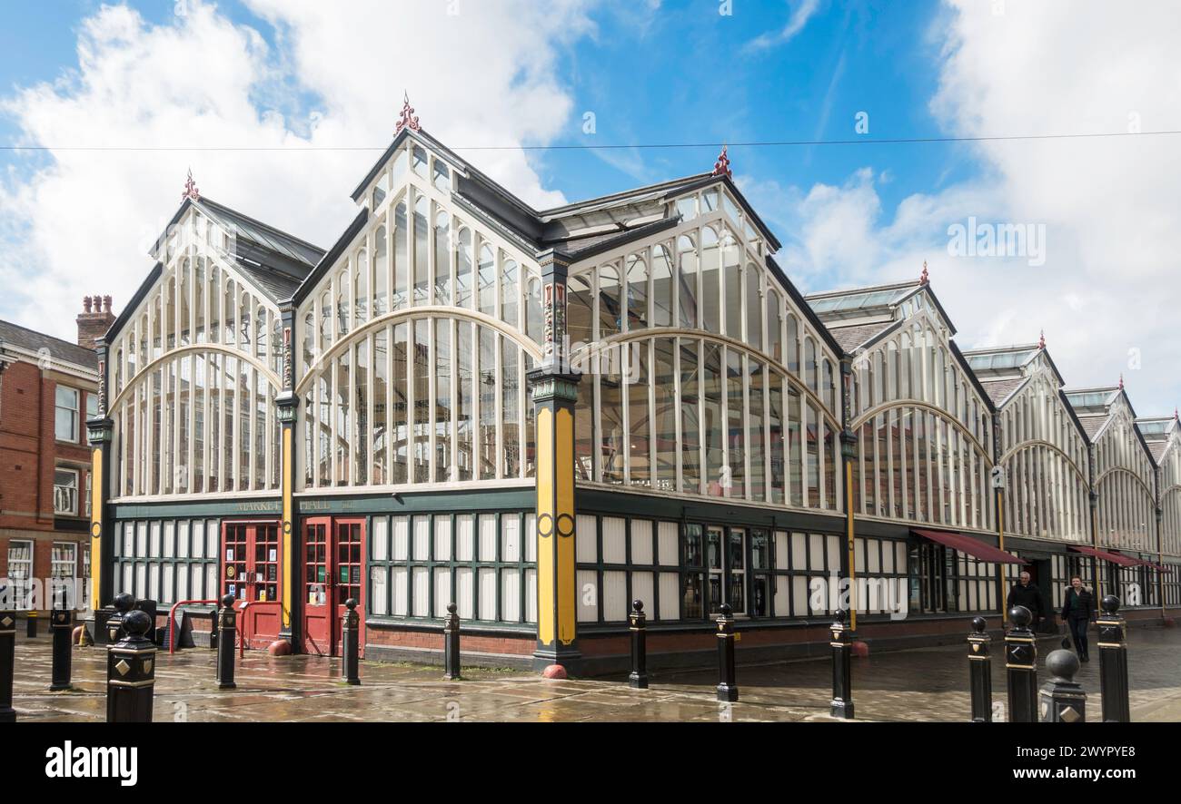 Vue extérieure de Stockport Market Hall, Market place, Stockport, SK1 1EW, Angleterre, ROYAUME-UNI Banque D'Images