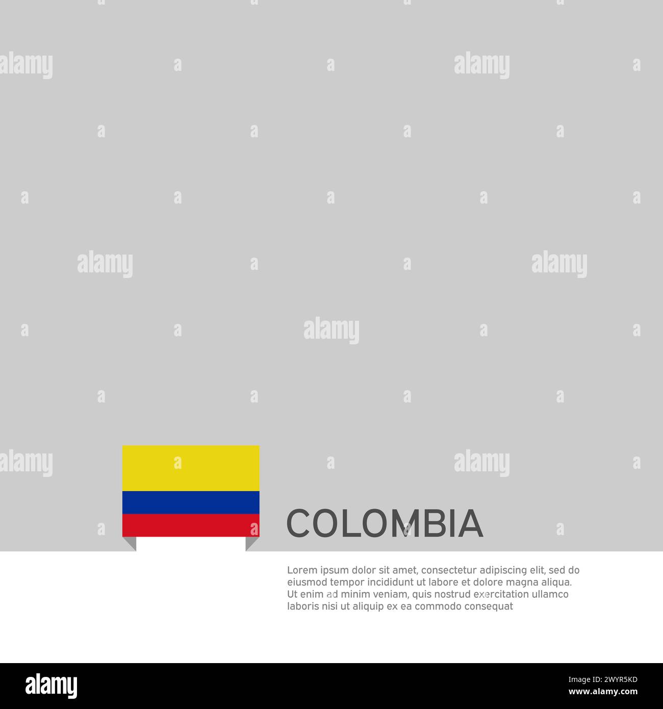 Fond du drapeau de Colombie. Bannière patriotique colombienne, couverture. Modèle de document avec drapeau colombie sur fond blanc. Affiche nationale. Affaires Illustration de Vecteur