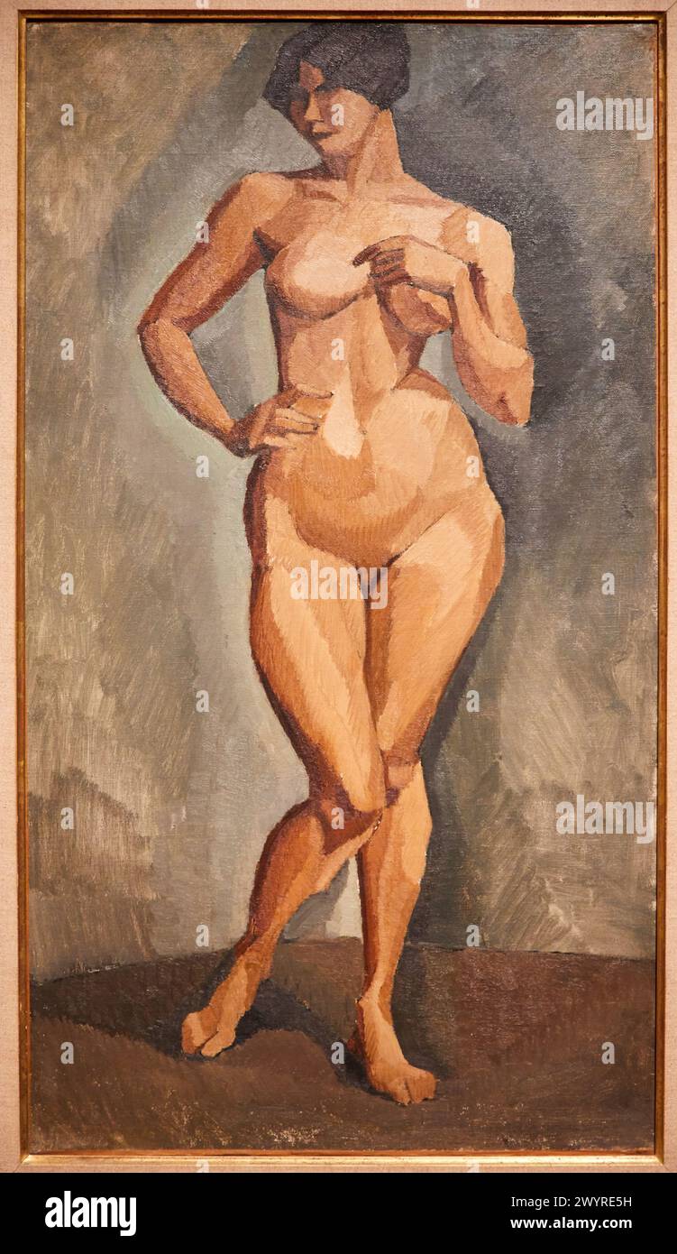 Nu debout de face, 1910, Roger de la Fresnaye, Musée d'Art moderne, Troyes, région Champagne-Ardenne, Département de l'aube, France, Europe. Banque D'Images