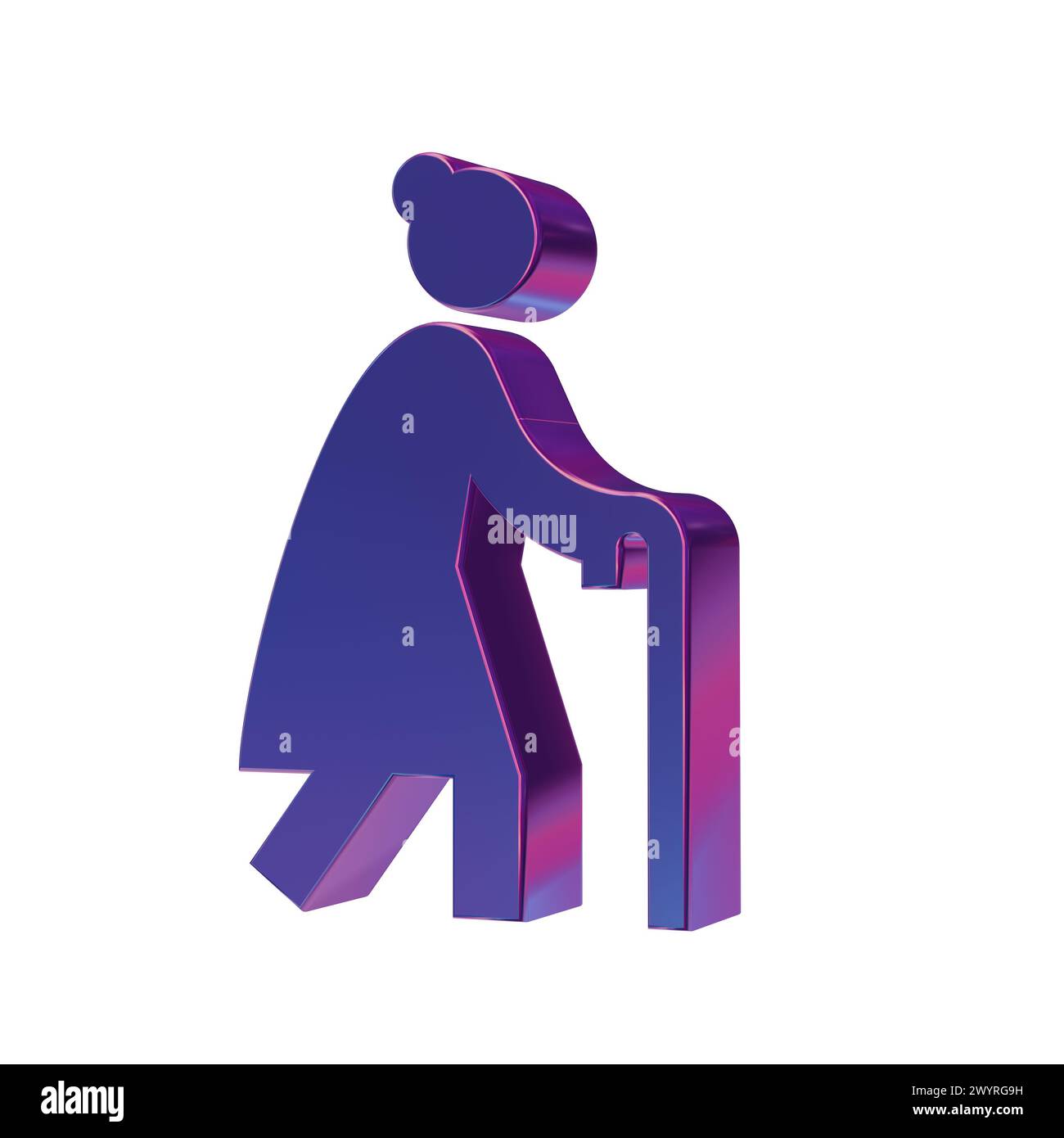 Belles illustrations abstraites icônes de symbole de femme âgée bleue Banque D'Images