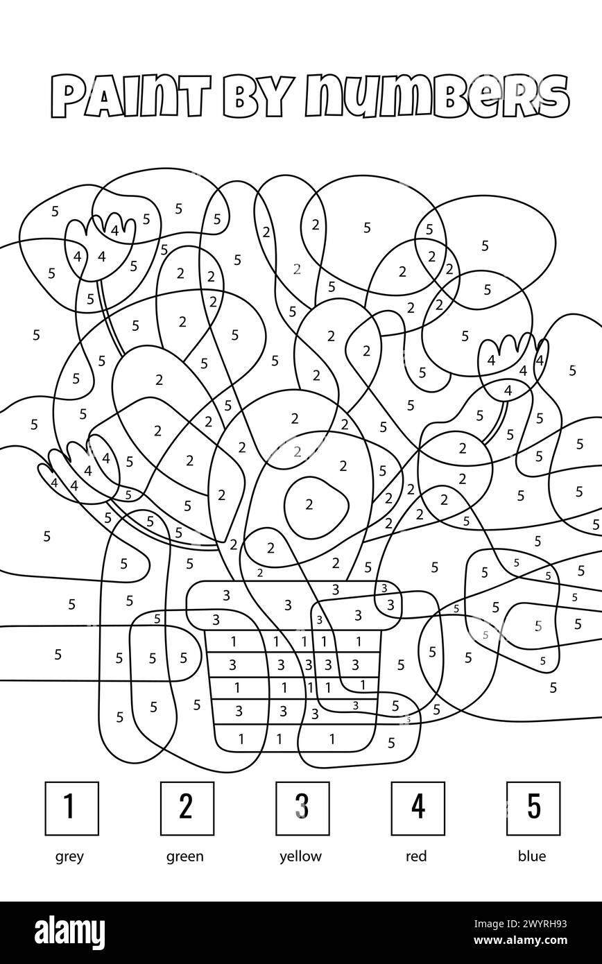 Color by Numbers Cactus page est Une activité de coloriage pour la créativité des enfants Illustration de Vecteur