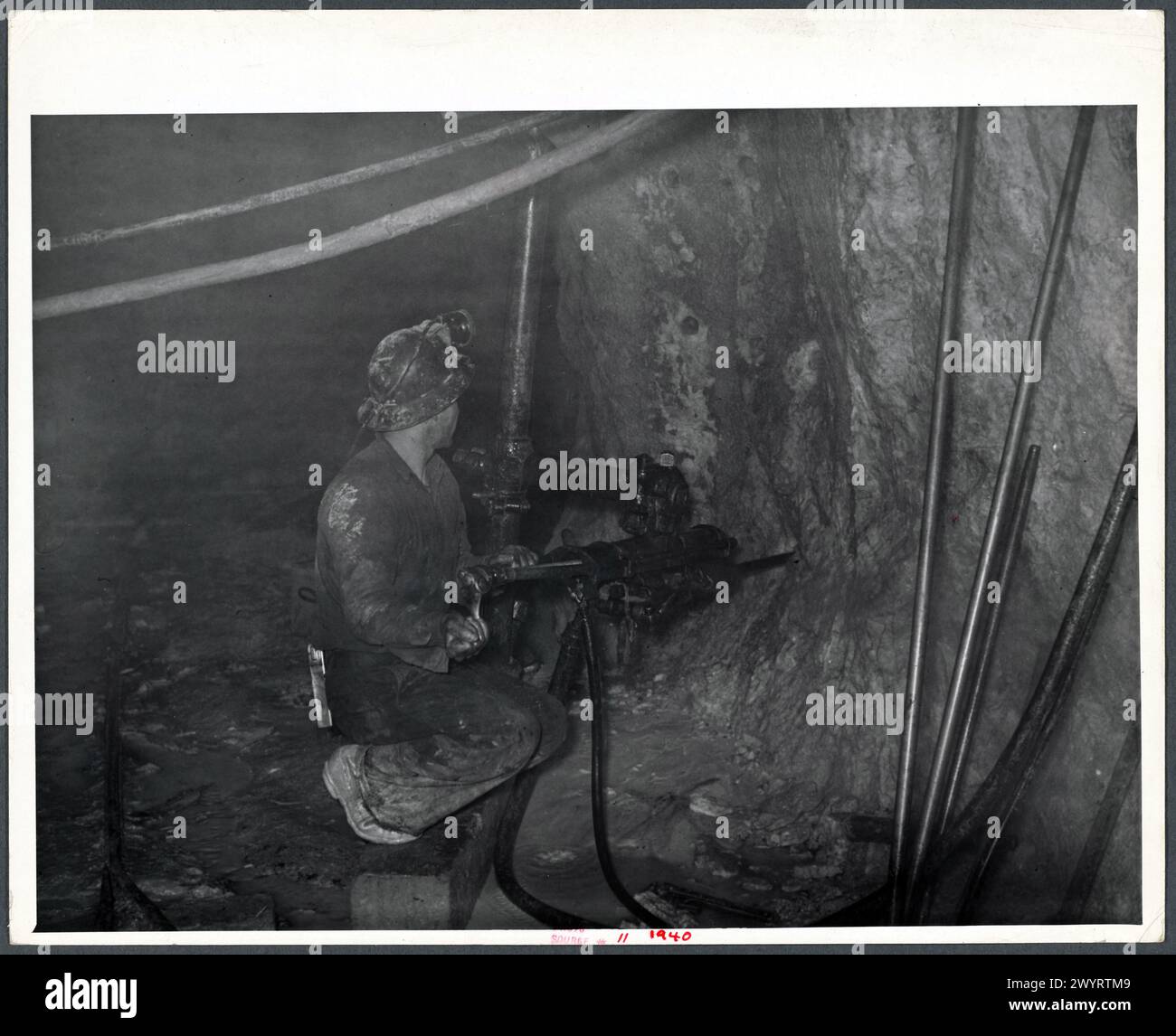 Foret pneumatique d'exploitation dans une mine d'or. Mogollon, Nouveau-Mexique Banque D'Images